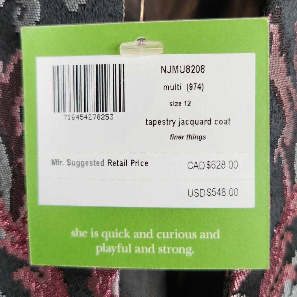 Kate Spade Tapestry Jacquard Coat Ruffle Sleeve Romantic Whimsigoth 12 NWT - Picture 6 of 9